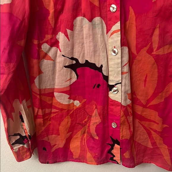 Sigrid Olsen Pink and Orange Long Sleeve Blouse - Picture 5 of 10